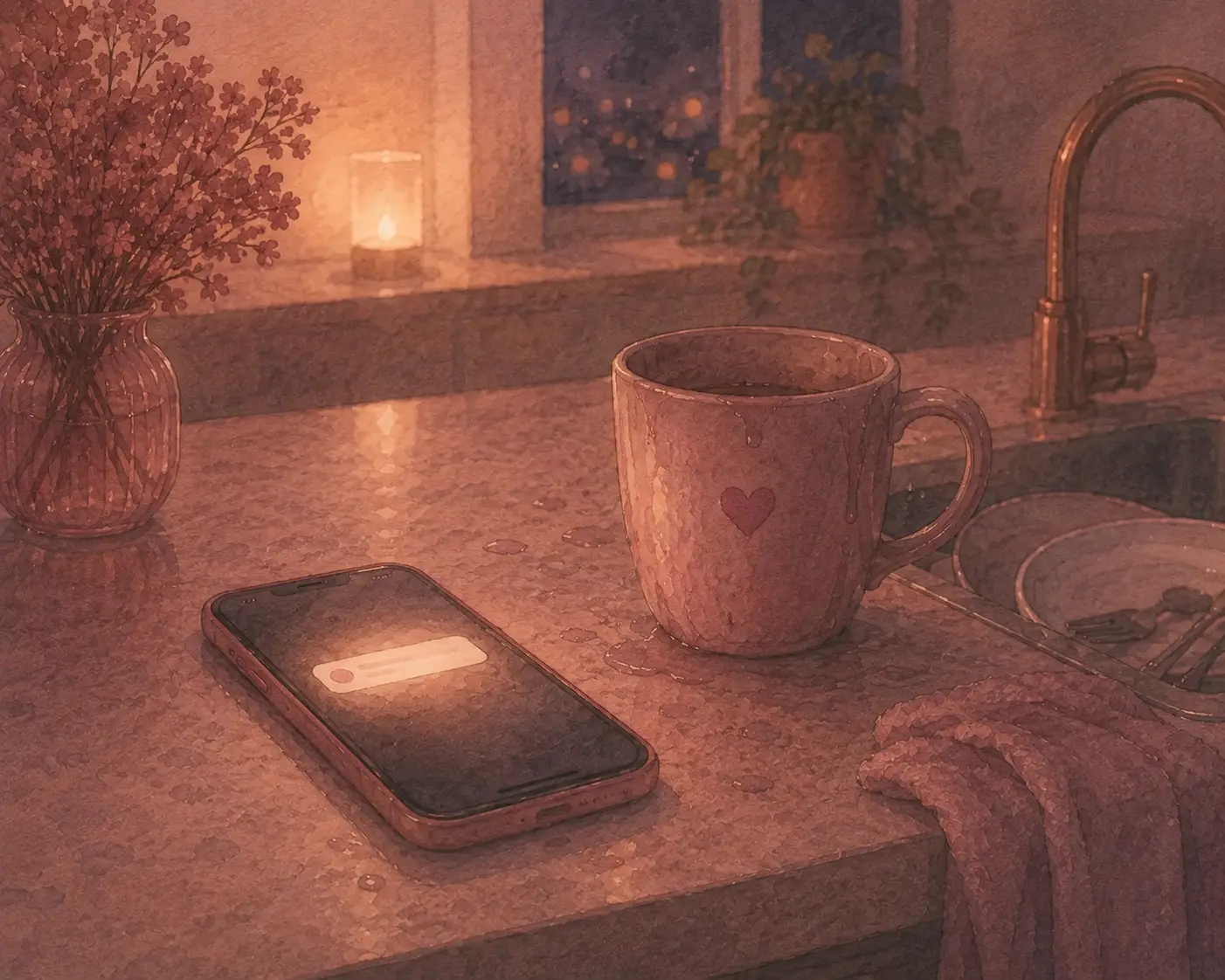 A woman looking at a late-night message from her ex