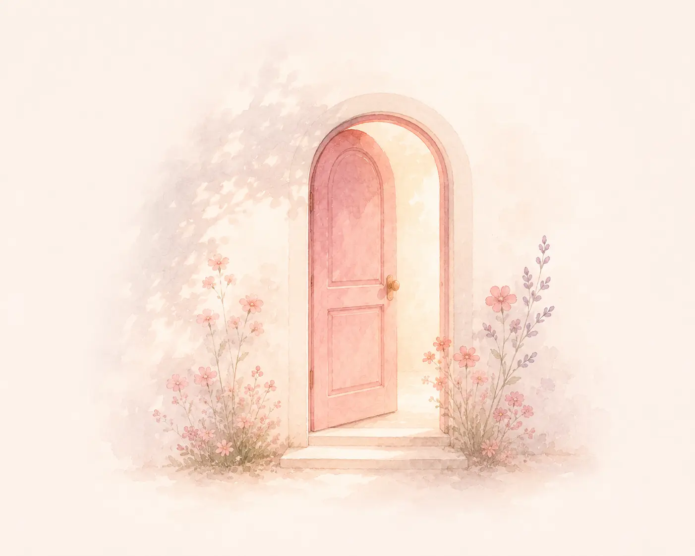 Soft watercolor editorial illustration for Mendia