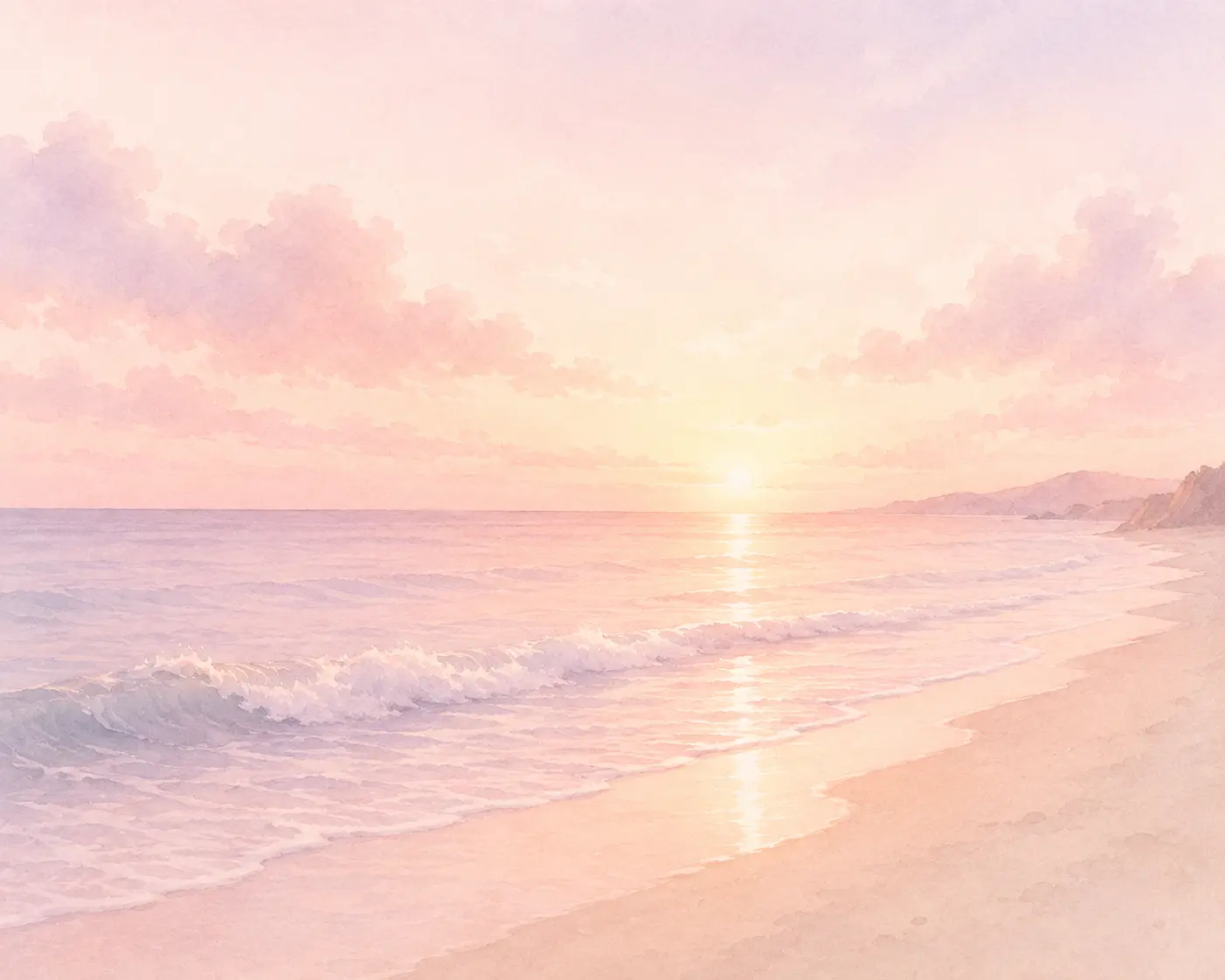 Soft watercolor landscape for Mendia