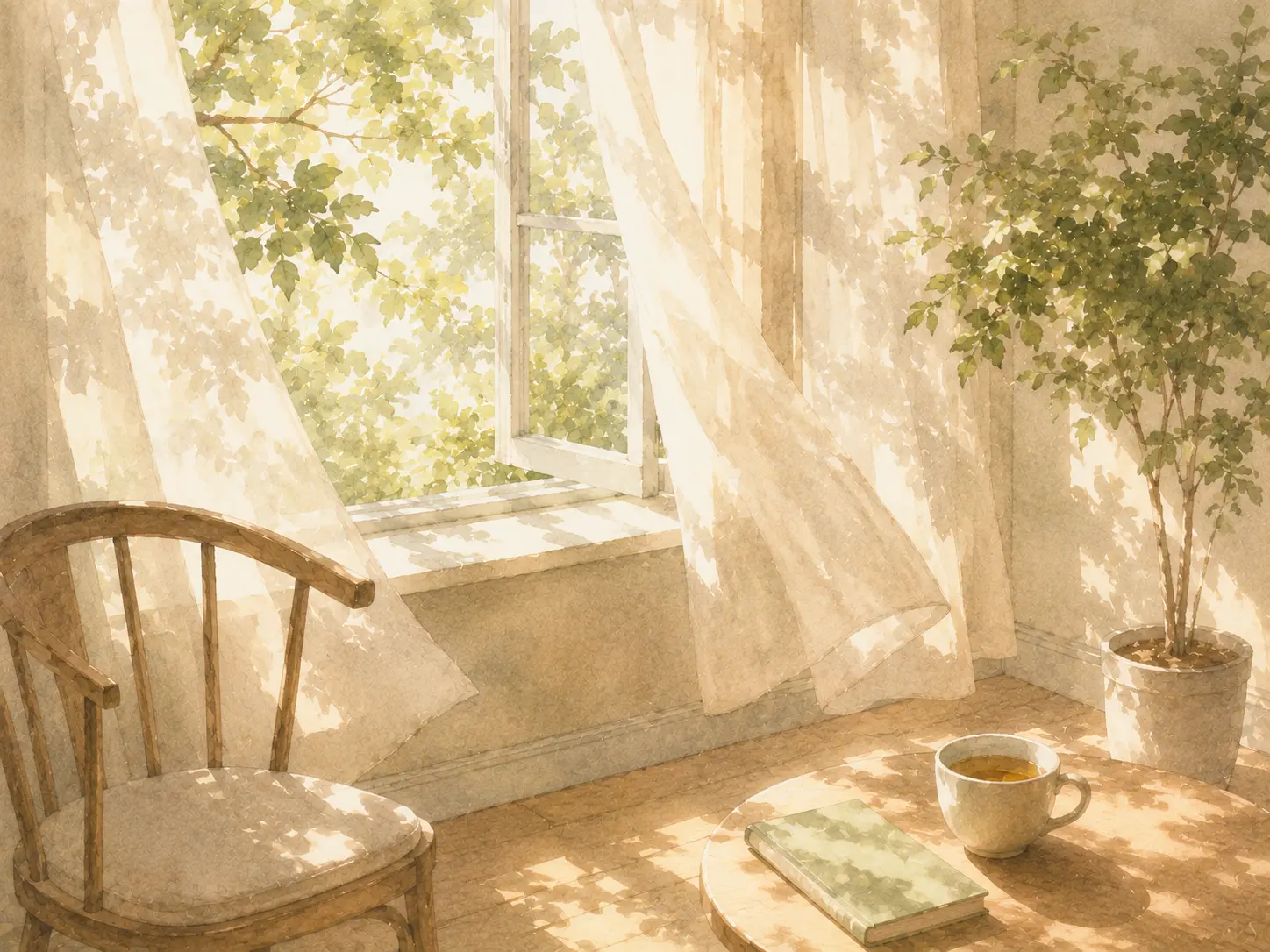 A bright window scene about feeling guilt and relief after a breakup